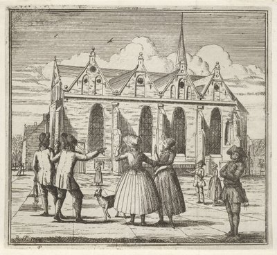 Männer und Frauen auf einem Platz bei der Grote Kerk in Leeuwarden von Rienk Jelgerhuis