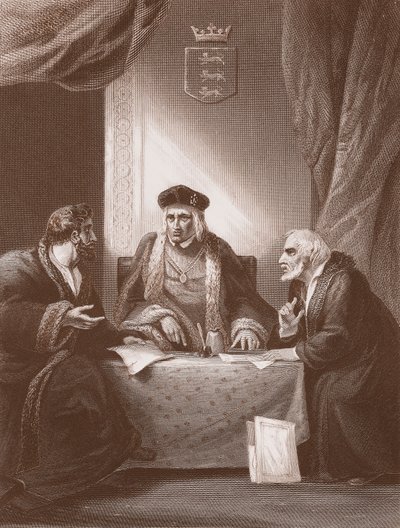 Heinrich VII. mit Empson und Dudley, graviert von A.H. Payne von Robert (after) Smirke