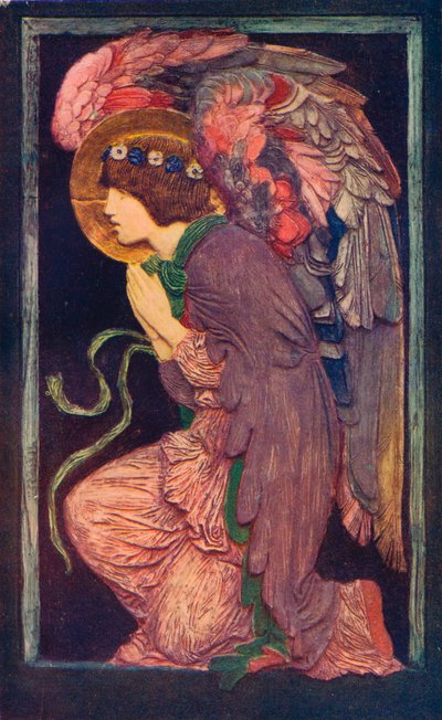 Ein Engel, der anbetet, ein farbiges Gipsrelief von Robert Anning Bell, um 1901 von Robert Anning Bell