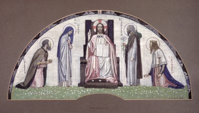 Christus auf dem Thron mit den Heiligen Petrus, Joseph, Edward und der Jungfrau Maria, 1914 von Robert Anning Bell