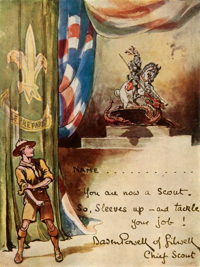 Entwurf für Pfadfinder-Einschreibungskarte, 1944 von Robert Baden Powell