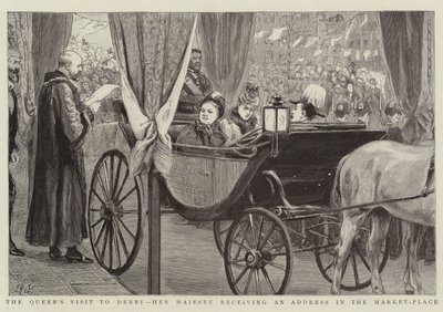 Der Besuch der Königin in Derby, Ihre Majestät empfängt eine Ansprache auf dem Marktplatz von Robert Barnes