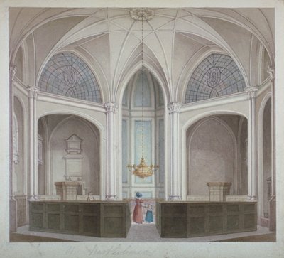 Innenraum der Kirche St. Bartholomew-the-Less, City of London, 1834 von Robert Blemmell Schnebbelie