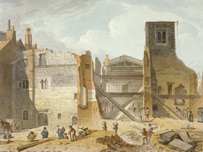 Ansicht des Abrisses des Savoy Palace, Westminster, London, 1820 von Robert Blemmell Schnebbelie