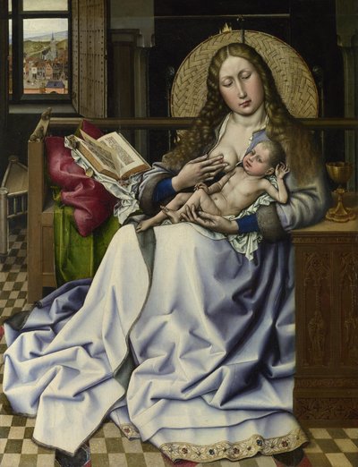 Die Jungfrau und das Kind vor einem Kaminschirm, ca. 1440 von Robert, Campin