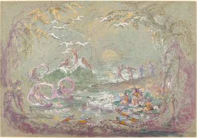 Seeszene mit Feen und Schwänen von Robert Caney