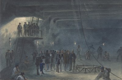 Das Kabel im hinteren Tank an Bord der Great Eastern in Sheerness aufrollen von Robert Charles Dudley