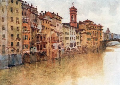 Studie der alten Häuser in Borgo S Jacopo, vom Arno aus, Blick nach Westen von Robert Charles Goff