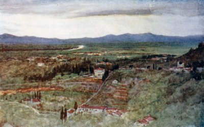 Die grünen Ebenen der Toskana und der gewundene Arno von Robert Charles Goff