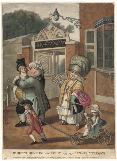 Bagnigge Wells. Mr. Deputy Dumpling und Familie genießen einen Sommernachmittag. von Robert Dighton