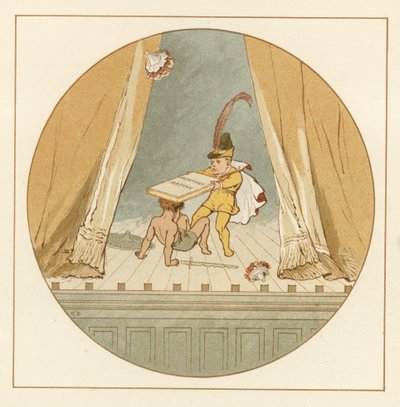 Zwei kleine Kinder kämpfen auf der Bühne von Robert Dudley