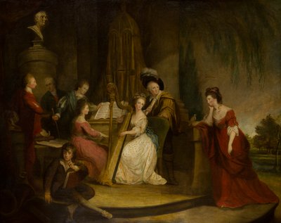Sir Henry Bridgeman und seine Familie machen Musik unter einer Büste von Händel von Robert Edge Pine