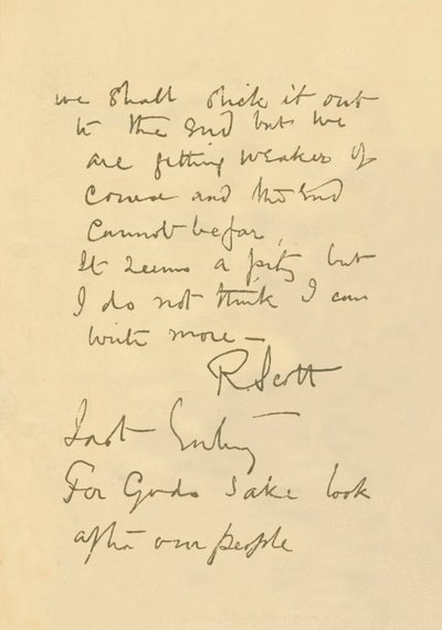 Faksimile der Nachricht an die Öffentlichkeit, 29. März 1912, 1913 von Robert Falcon Scott