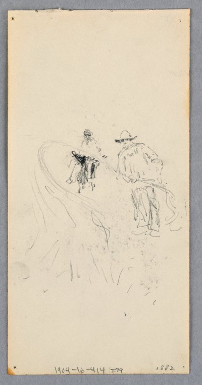 Zeichnung, Außenwand: Bucht, Balkon und Gesims (recto); Zwei Figuren und unidentifizierte Linien (verso), 1882 von Robert Frederick Blum