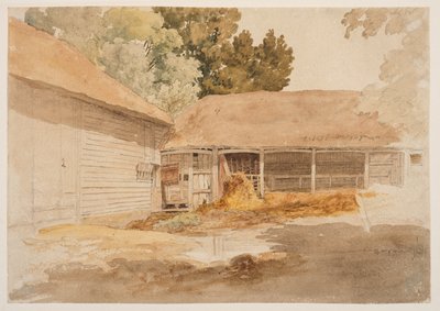 Studie einer Scheune, ca. 1820-29 von Robert Hills