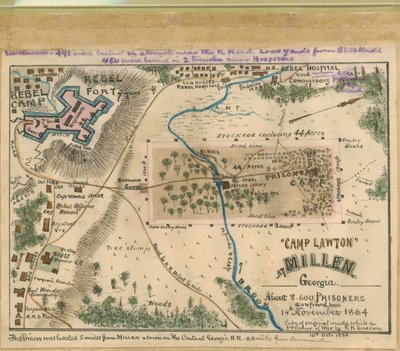 "Camp Lawton" in Millen, Georgia - etwa 8.600 Gefangene hier am 14. November 1864 von Robert Knox Sneden