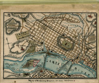 Karte von Richmond, Virginia...1863 von Robert Knox Sneden