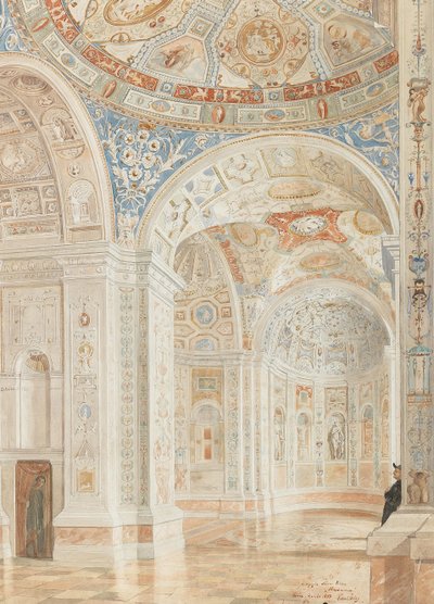 Innenraum der Villa Madama mit Dekorationen von Giulio Romano und Baldassare Peruzzi, 1897 von Robert Oerley