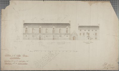 Architektonische Zeichnung der Universitätsbibliothek, 1827 von Robert Payton Reid