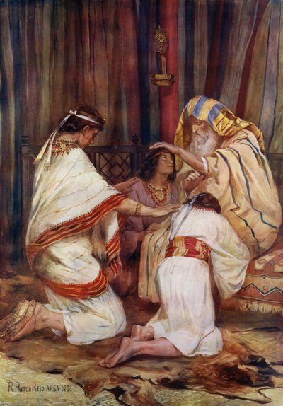 Jakob segnet seine Enkel (Farblithografie) von Robert Payton Reid