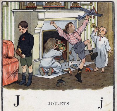 Kinderbuch „Ich werde lesen - Methodisches und lustiges Alphabet von einem Vater“, 1926. Illustration von Robert Salles von Robert Salles