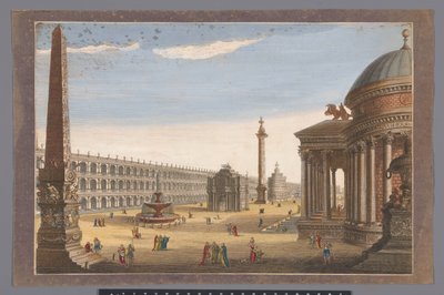 Ansicht eines Obelisken, eines Triumphbogens, einer Säule und anderer Bauwerke in Rom von Robert Sayer (possibly)