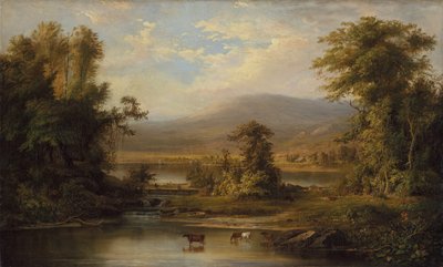 Landschaft mit Kühen, die in einem Bach trinken, 1871 von Robert Seldon Duncanson