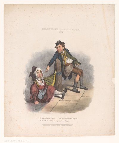 Karikatur mit betrunkenem Mann und Frau von Robert Seymour (attributed to)
