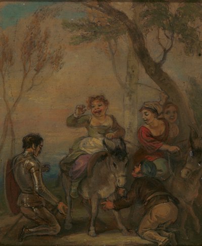 Illustration für Don Quixote (mit Figuren auf einem Esel) von Robert Smirke