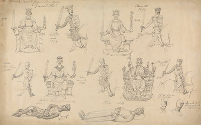 Studien von Figuren und Siegeln aus Sandfords Geneal History von Robert Smirke