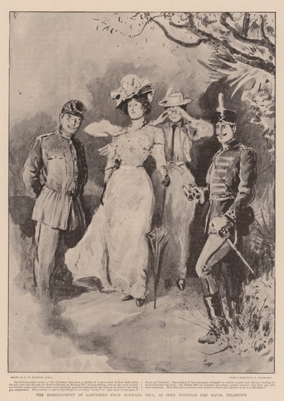 Die Bombardierung von Ladysmith vom Bulwana-Hügel, gesehen durch das Marinefernrohr von Robert Walker Macbeth