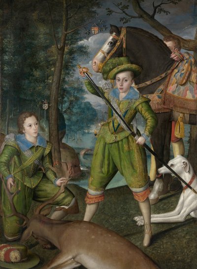 Henry Frederick, Prinz von Wales, mit Sir John Harington auf dem Jagdfeld von Robert the Elder Peake