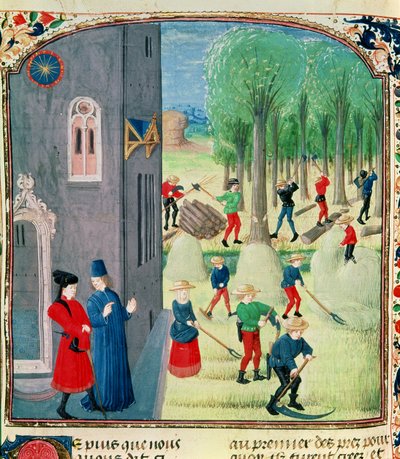 Ms. Lat 1173 Heuernte und Holzhacken, aus den Stunden von Charles d