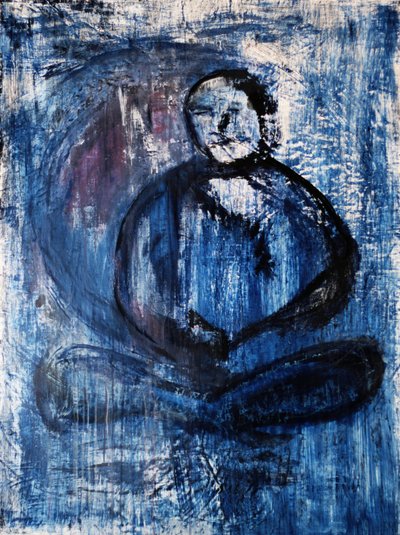 Meditierende blaue Figur von RodMacIver