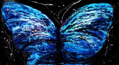 Lebendiger blauer Schmetterling von RodMacIver
