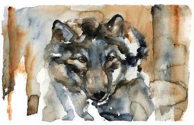 Wilder Wolf Aquarell von RodMacIver