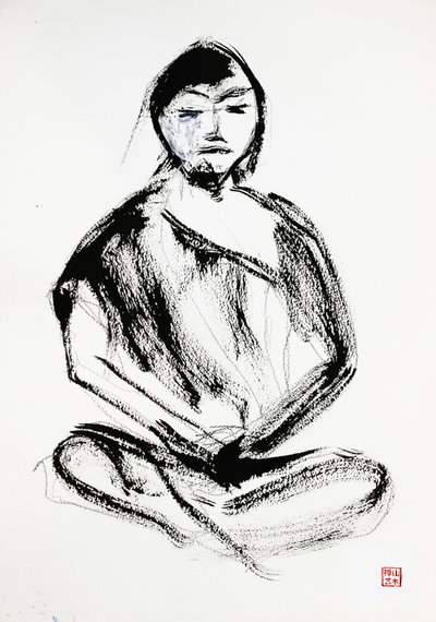 Zen-Meditator-Tuschezeichnung von RodMacIver