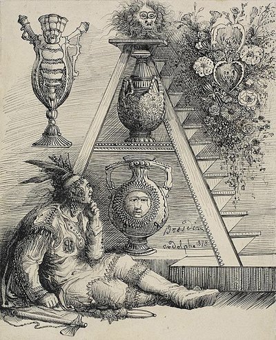 Ein nordamerikanischer Indianer (Studie für historiated A in "Les chefs-d