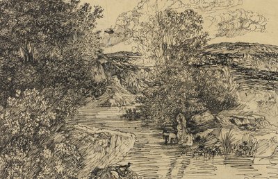 Badende in einem Bach von Rodolphe Bresdin