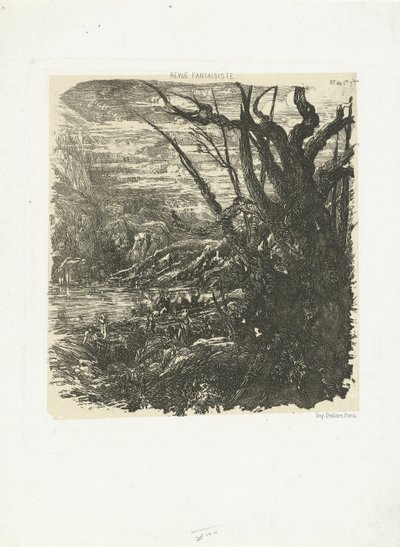 Berglandschaft mit See von Rodolphe Bresdin