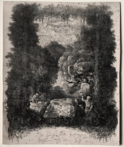 Erstes Frontispiz für Fabeln und Märchen von Thierry-Faletans von Rodolphe Bresdin