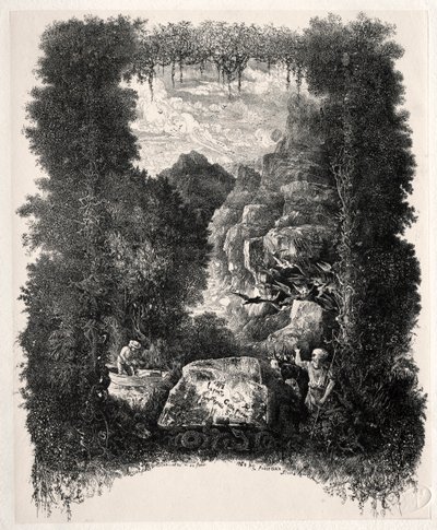Erstes Frontispiz für Fabeln und Märchen von Thierry-Faletans von Rodolphe Bresdin