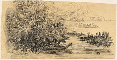 Jäger auf Hinterhaltjagd in einem Boot von Rodolphe Bresdin