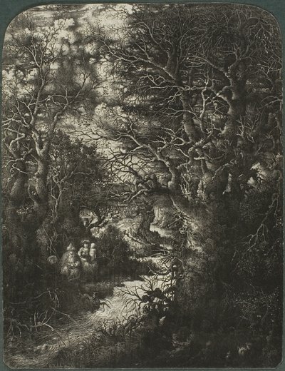 Die Heilige Familie ruht an einem Bach von Rodolphe Bresdin