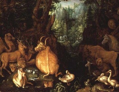 Tiere und Vögel in einer Waldlandschaft von Roelandt Jacobsz. Savery