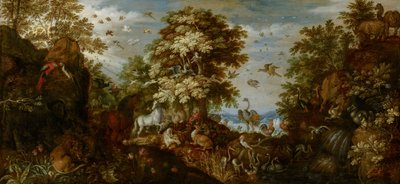 Orpheus bezaubert die Tiere mit seiner Musik, 1627 von Roelandt Jacobsz. Savery