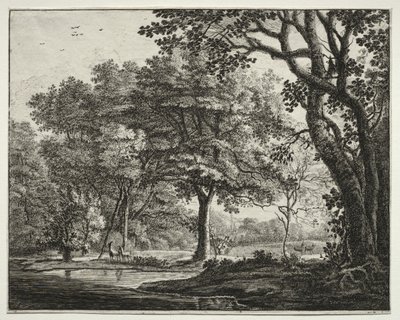 Sechs Ansichten im Wald von Den Haag: Platte 6, Zwei Hirsche von Roelant Roghman