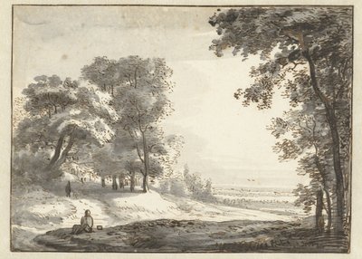 Waldlandschaft mit einem ruhenden Reisenden von Roelant Roghman