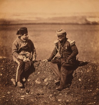 Französischer General Cisse, Stabschef von General Pierre Bosquet, und Adjutant, Porträt während des Krimkriegs, Krim, Ukraine von Roger Fenton
