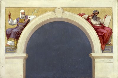 Skizze für die Kirche Saint-François-Xavier: Moses und Aaron, zwischen 1874 und 1876 von Romain Cazes
